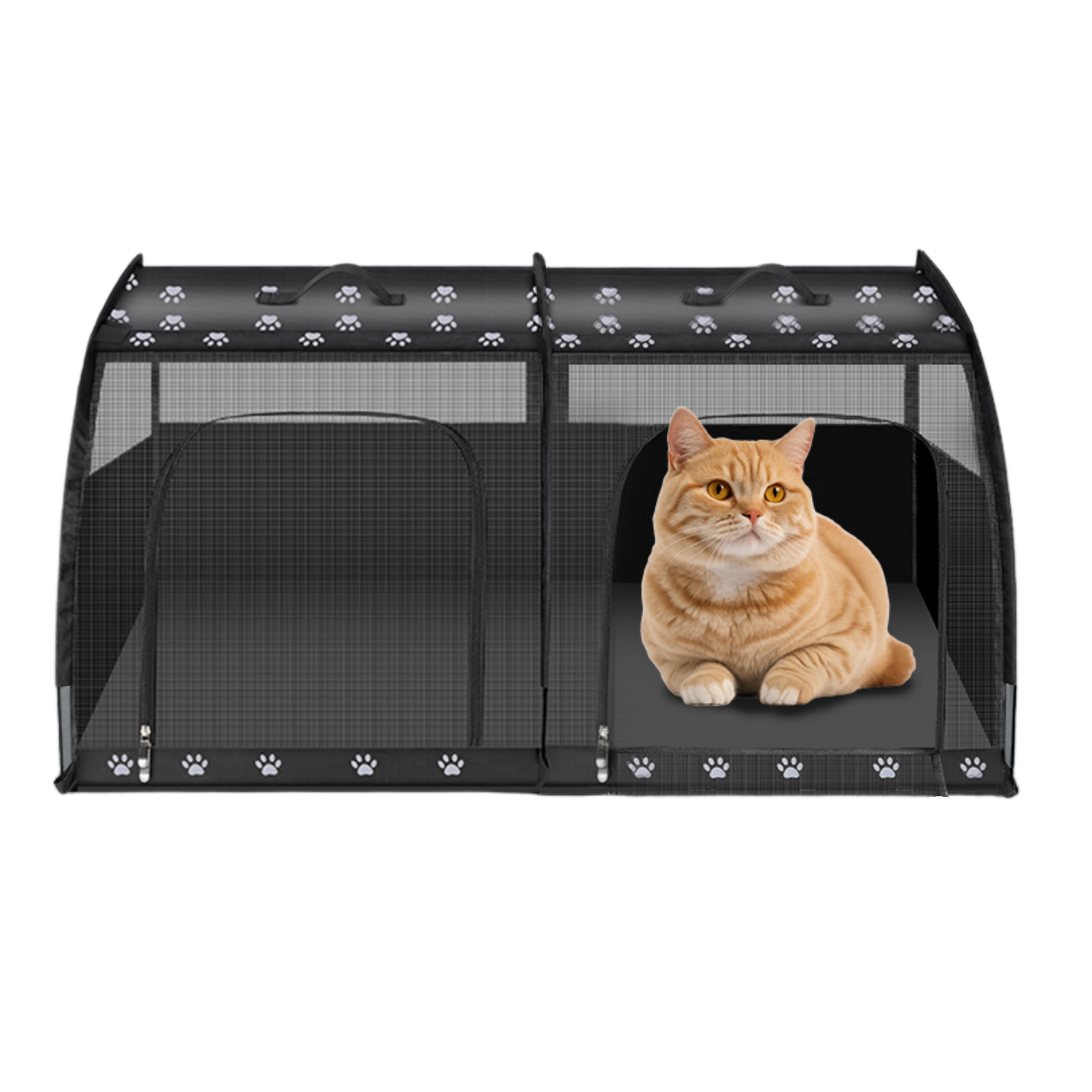 Portable Breathable Pet Car Carrier – Double Compartment Travel Crate for Cats & Dogs