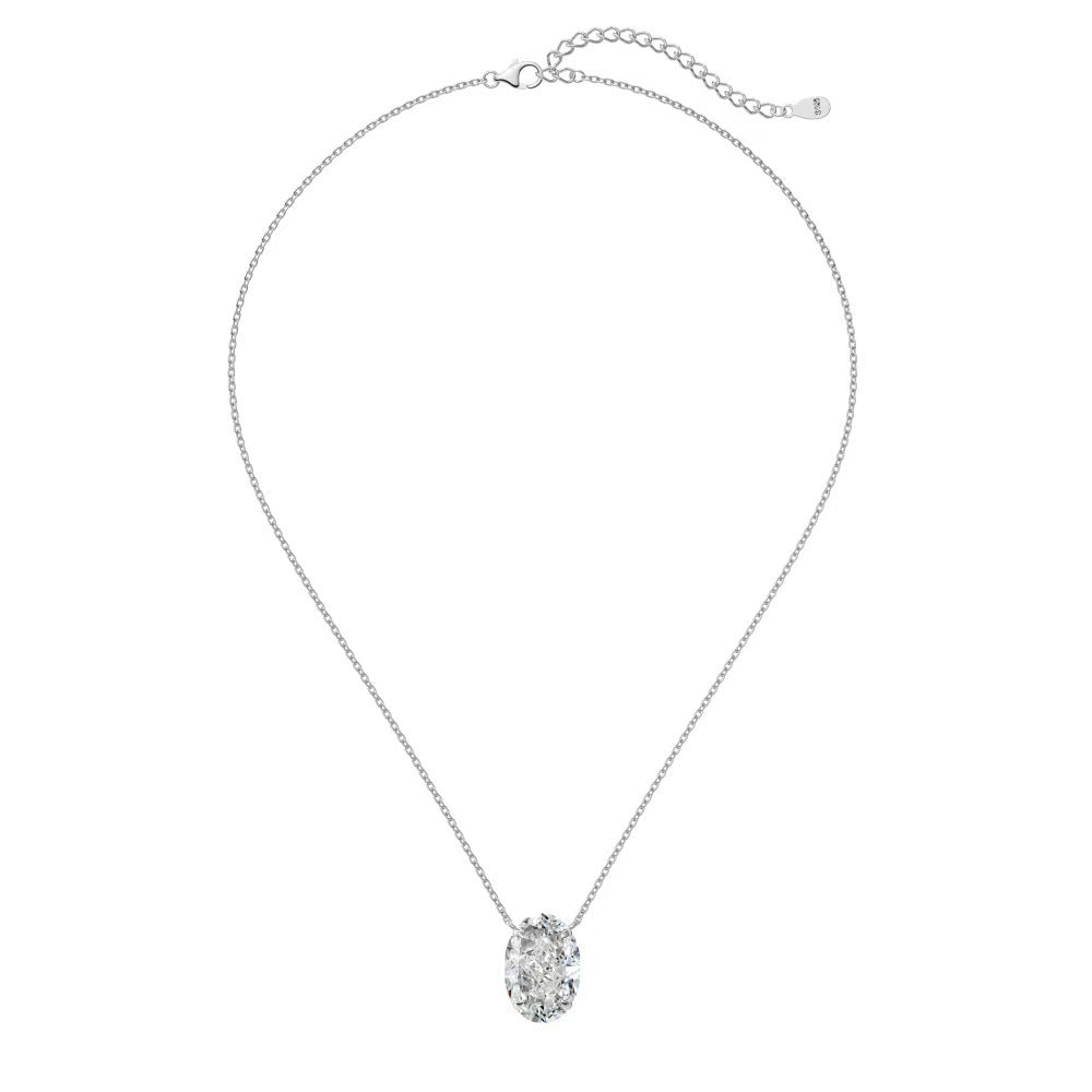 S925 Oval Moissanite Necklace – Ice-Cut Sparkle, Minimalist Style