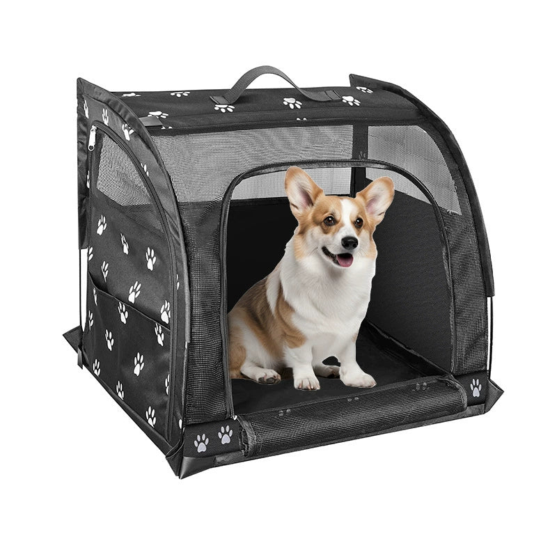 Portable Breathable Pet Car Carrier – Double Compartment Travel Crate for Cats & Dogs