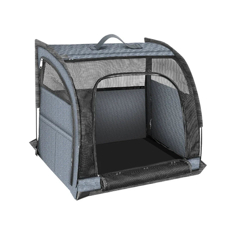 Portable Breathable Pet Car Carrier – Double Compartment Travel Crate for Cats & Dogs