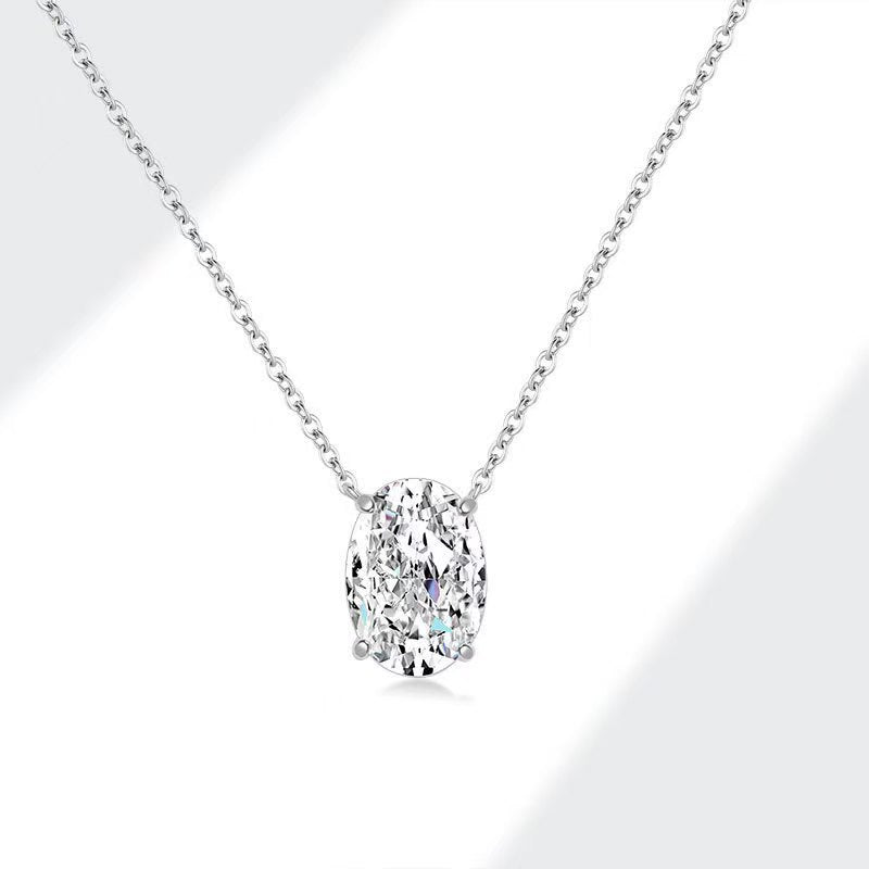 S925 Oval Moissanite Necklace – Ice-Cut Sparkle, Minimalist Style