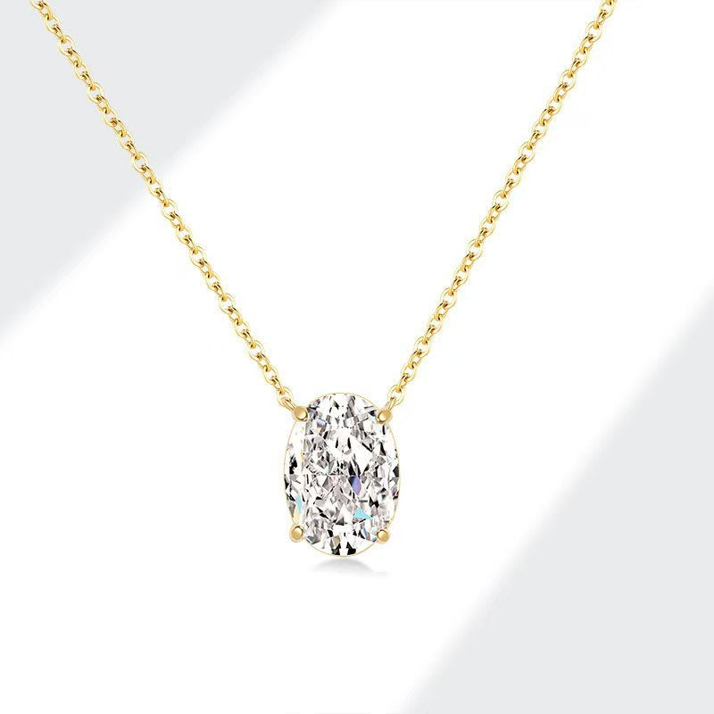 S925 Oval Moissanite Necklace – Ice-Cut Sparkle, Minimalist Style