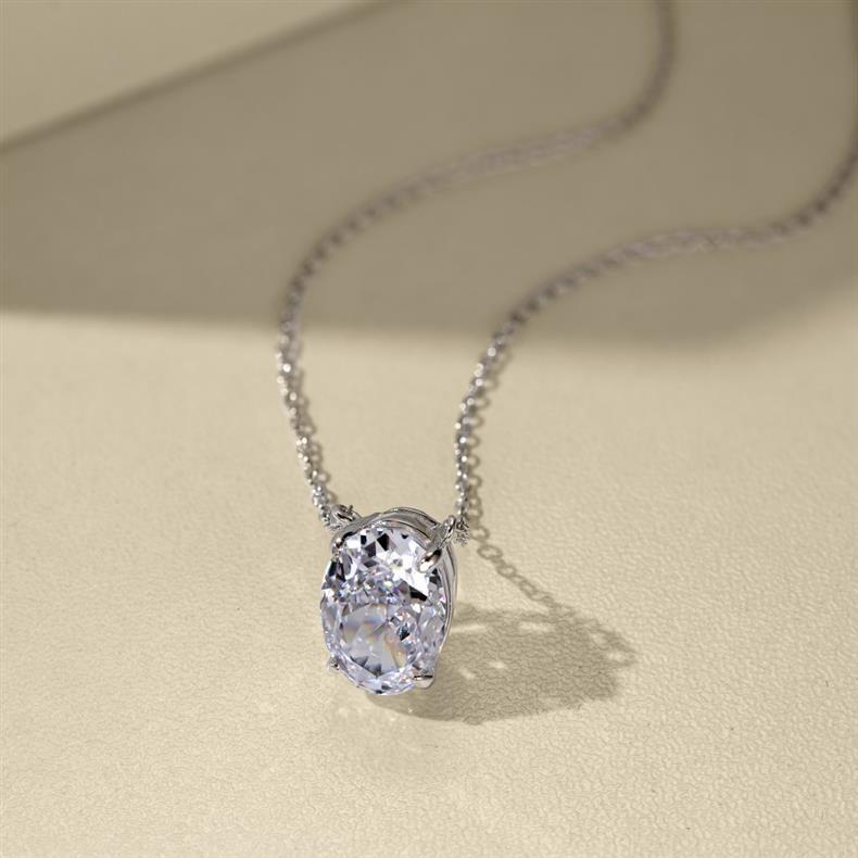 S925 Oval Moissanite Necklace – Ice-Cut Sparkle, Minimalist Style