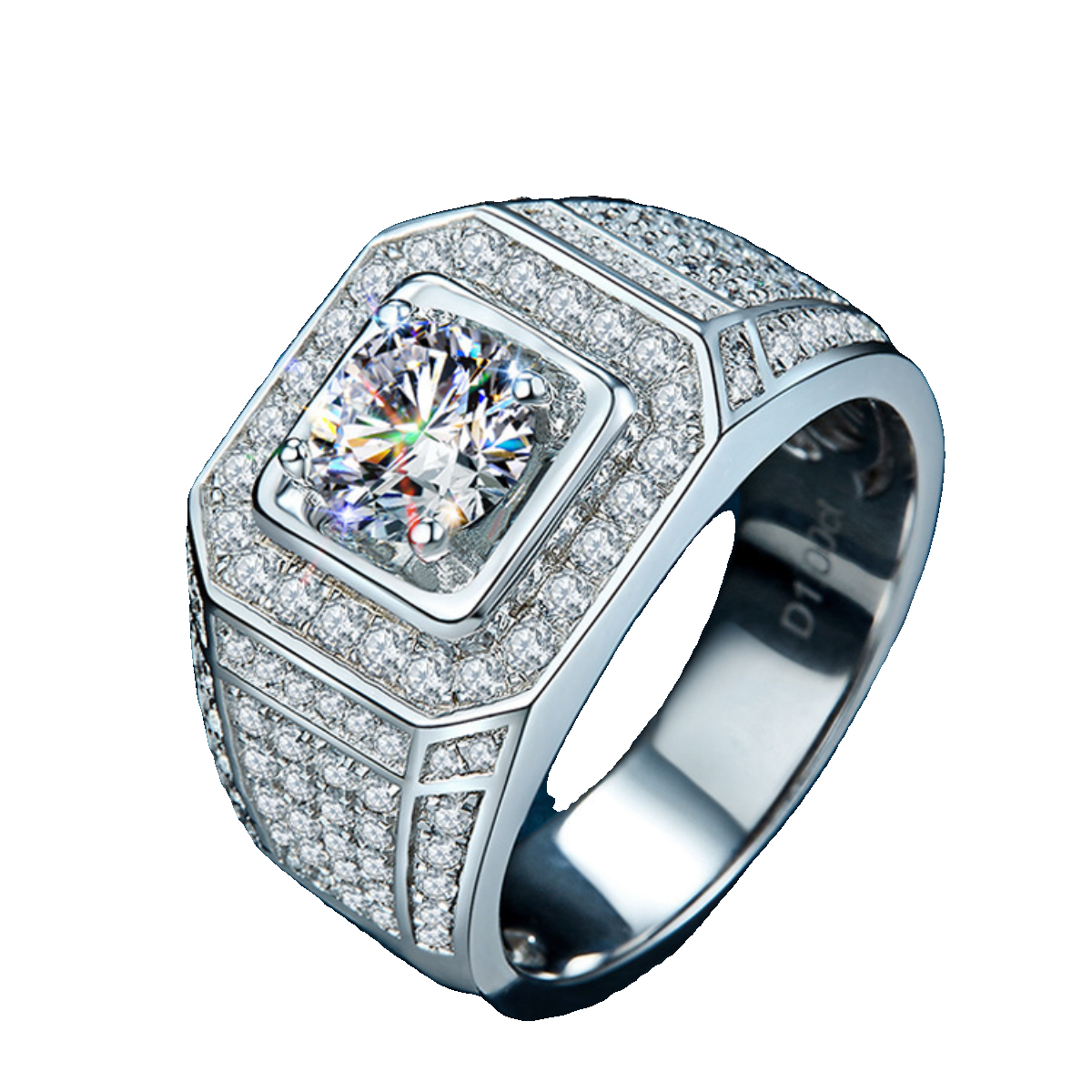 S925 Luxury Iced Out Men’s Moissanite Ring – Bold Full Pavé Statement Design