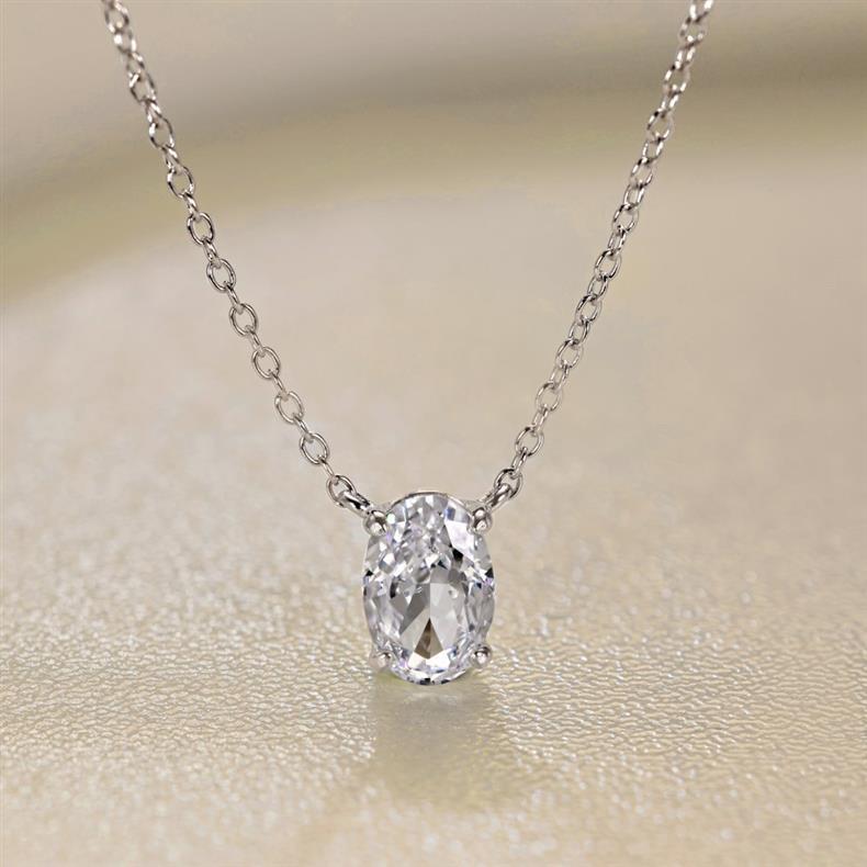 S925 Oval Moissanite Necklace – Ice-Cut Sparkle, Minimalist Style