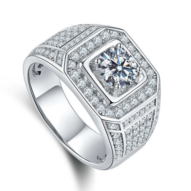 S925 Luxury Iced Out Men’s Moissanite Ring – Bold Full Pavé Statement Design