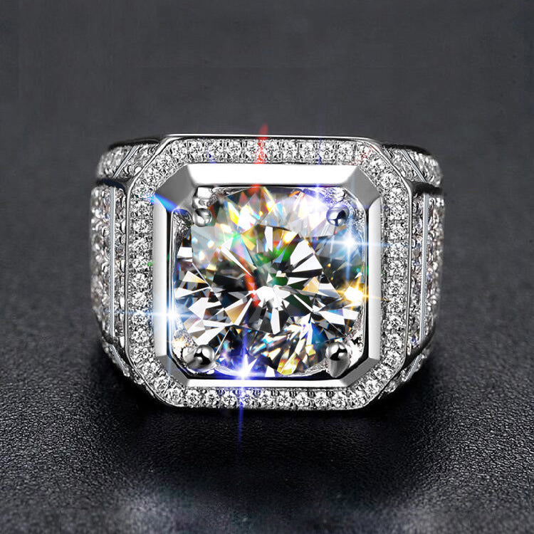 S925 Luxury Iced Out Men’s Moissanite Ring – Bold Full Pavé Statement Design
