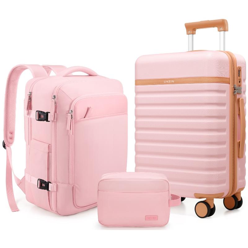 UKEIN Luggage Sets 3 Piece, Carry On Luggage 20 Inch With Spinner Wheels, PC Hardside School Luggage Set with TSA Lock, Durable Carry On Suitcase With Travel Backpack for Men Women TikTokShopBacktoSchool