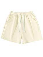 Men's Plain Drawstring Waist Shorts, Basic Casual Sporty Running Pants for Daily Wear and Exercise, Moderate Fabric, Fitted Style Summer Sports Shorts