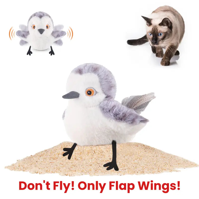 Sandpiper+Sparrow+Owl:Potaroma Flapping Bird Cat Toy (DON'T FLY), Lifelike Bird Chirp (DON'T FLY), Touch-Activated Kitten Toy Rechargeable, Interactive Cat Exercise Toys