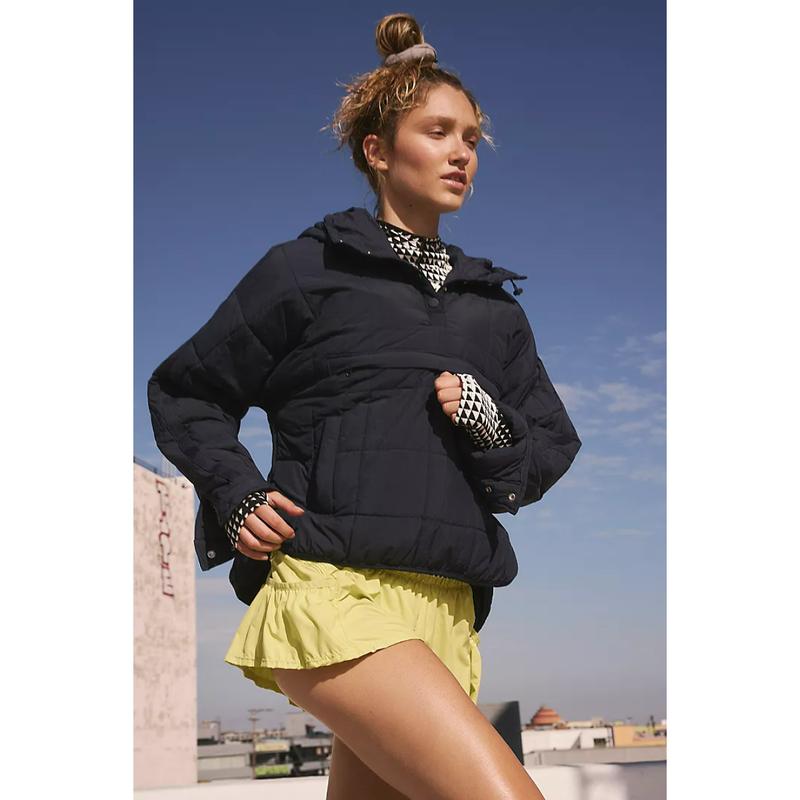 UANEO Womens Oversized Hooded Puffer Jacket Lightweight Pullover Hoodies Quilted Dolman Long Sleeve Warm Winter Coat