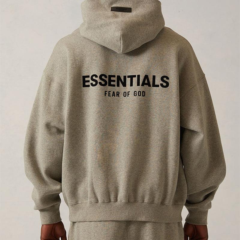 Fear of God Essentials Hoodie Dark Oatmeal Streetwear Graphic Casual Relaxed Cozy Relaxed Man Top Modern Autumn Basic Comfort Sweatshirt Long Sleeve Menswear Oversized Stylish Pullover