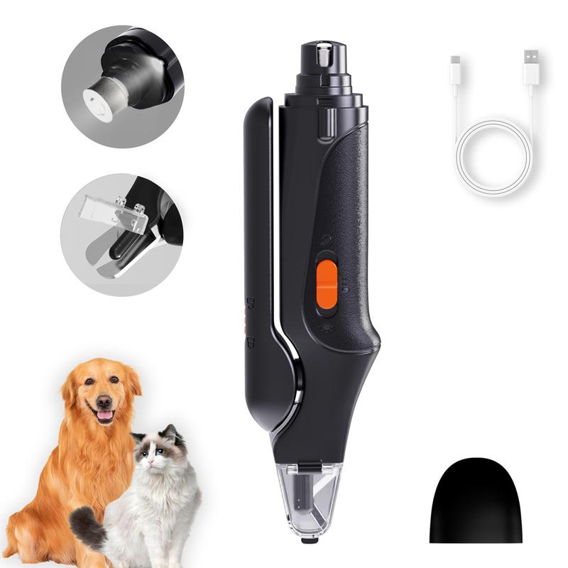 2-in-1 pet nail clipper and grinder, dog nail clipper trimmer, ultra quiet electric nail set, rechargeable, suitable for trimming toes and claws of dogs and cats of all sizes