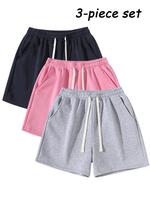 Men's Plain Drawstring Waist Shorts, Basic Casual Sporty Running Pants for Daily Wear and Exercise, Moderate Fabric, Fitted Style Summer Sports Shorts