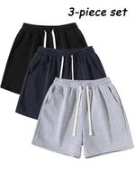 Men's Plain Drawstring Waist Shorts, Basic Casual Sporty Running Pants for Daily Wear and Exercise, Moderate Fabric, Fitted Style Summer Sports Shorts