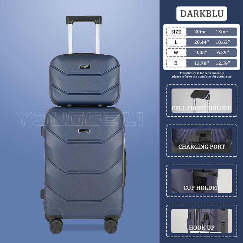 HOt 2025 multifunctional two-piece suitcase, YOUGGELl suitcasea must-have for going out, carry-on suitcase 20 inch+ 13inch /360° universal wheels, cup holder suitcase, chargingport suitcase unisex /business trip / travel /school must-have #outdoorfun