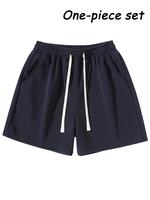 Men's Plain Drawstring Waist Shorts, Basic Casual Sporty Running Pants for Daily Wear and Exercise, Moderate Fabric, Fitted Style Summer Sports Shorts