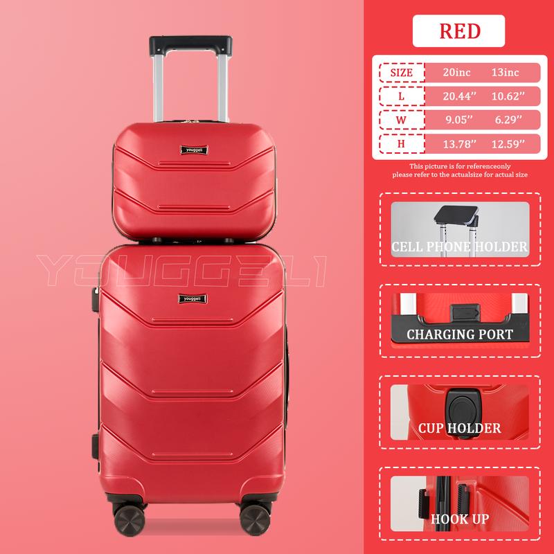 HOt 2025 multifunctional two-piece suitcase, YOUGGELl suitcasea must-have for going out, carry-on suitcase 20 inch+ 13inch /360° universal wheels, cup holder suitcase, chargingport suitcase unisex /business trip / travel /school must-have #outdoorfun