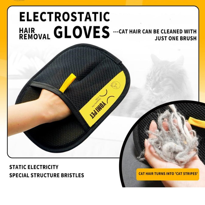 Reusable Electrostatic Pet Hair Removal Gloves – Double-Sided Grooming Mitt for Cats & Dogs | Gentle Deshedding Glove for Furniture, Clothes, Car, Carpet & Bedding (No Battery Needed)