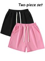 Men's Plain Drawstring Waist Shorts, Basic Casual Sporty Running Pants for Daily Wear and Exercise, Moderate Fabric, Fitted Style Summer Sports Shorts