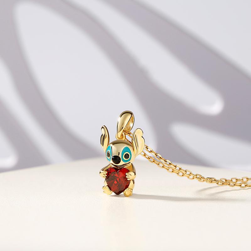 Jeulia Hug Me "Little Monster" Heart Cut Sterling Silver Necklace