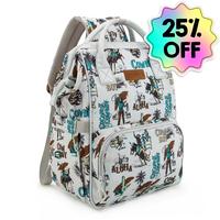 Wrangler WildWest Travel Backpack with Side Wipes Pocket, Waterproof Pocket, Large Capacity Carry On Diaper Backpack for Work, Travel, School, Hiking