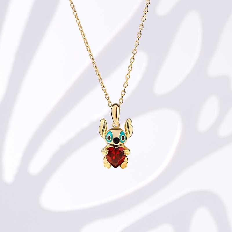 Jeulia Hug Me "Little Monster" Heart Cut Sterling Silver Necklace