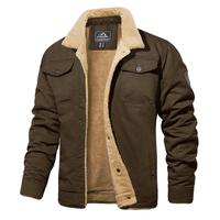 MAGCOMSEN Men's Winter Jacket Sherpa Lined Jacket Warm Trucker Coat Multi Pocket Casual Collared Menswear Tops Cotton Fleece Long Sleeve