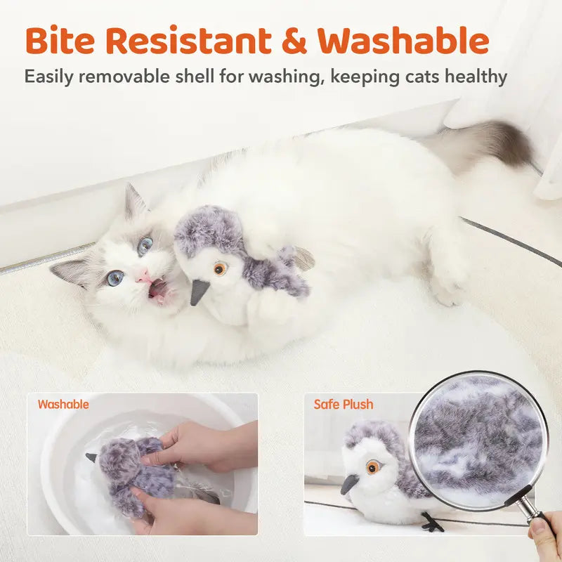 Sandpiper+Sparrow+Owl:Potaroma Flapping Bird Cat Toy (DON'T FLY), Lifelike Bird Chirp (DON'T FLY), Touch-Activated Kitten Toy Rechargeable, Interactive Cat Exercise Toys