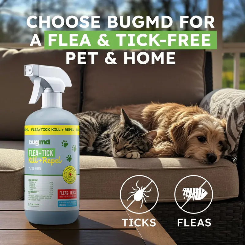 Flea & Tick Spray for Dogs, Cats & Home – Plant-Based Formula with Cedarwood Oil – Indoor/Outdoor Use – 16 oz