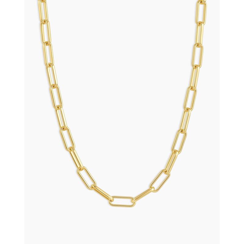 gorjana – Parker Necklace – 18K Gold-Plated Paperclip Chain – Timeless & Customizable Jewelry – Elegant Foundation for Layered Looks