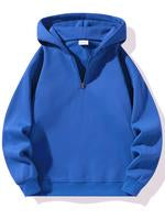 Men's Solid Zip Up Hoodie, Casual Loose Long Sleeve Hooded Sweatshirt for Daily Wear, Men's Clothes for All Seasons