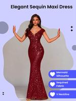 Women's Sequins Mermaid Evening Dress, Elegant V Neck Cap Sleeve Evening Party Gown, Ladies Clothes for Prom Cocktail Banquet Wedding Guest, Formal Wear