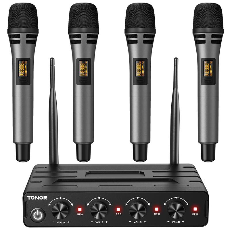 TONOR TW320/TW630 Wireless Microphones with UHF Dual Karaoke Microphone System, 15 Adjustable Channels, Cordless Design & Rechargeable Receiver