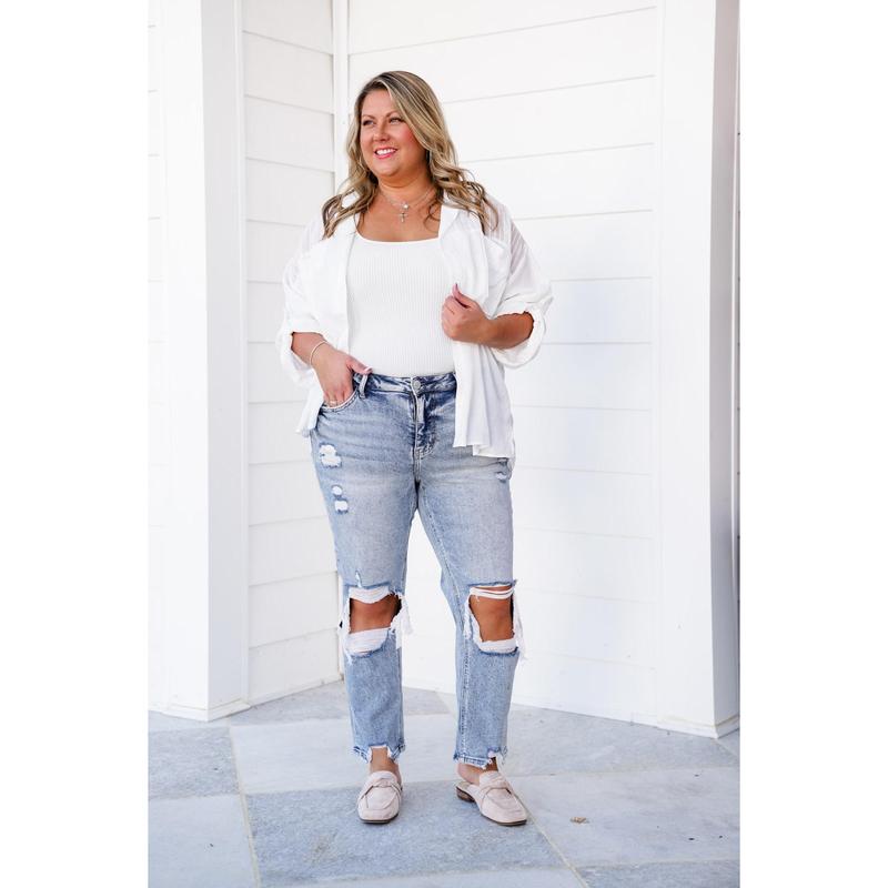 Lovervet Love at First Sight Mid Rise Acid Wash Cropped Straight Leg Jeans