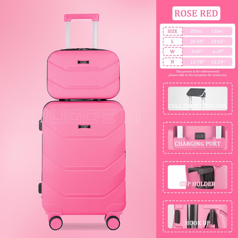 HOt 2025 multifunctional two-piece suitcase, YOUGGELl suitcasea must-have for going out, carry-on suitcase 20 inch+ 13inch /360° universal wheels, cup holder suitcase, chargingport suitcase unisex /business trip / travel /school must-have #outdoorfun