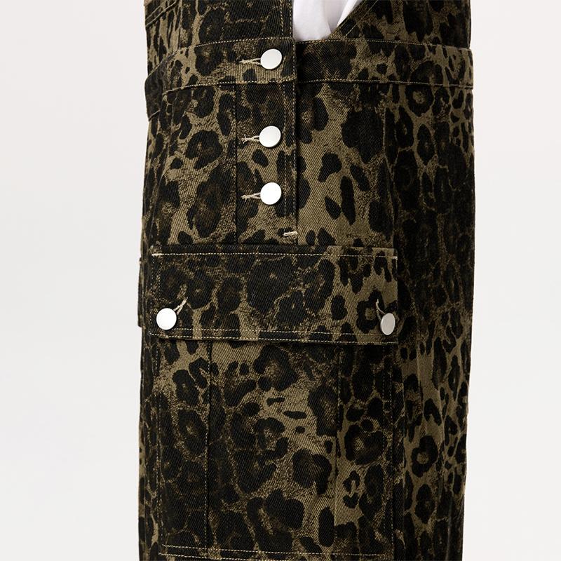 AELFRIC EDEN Women's Leopard Print Overalls Casual Suits Trendy Unique Sleeveless Strap Cotton Jumpsuit for Summer