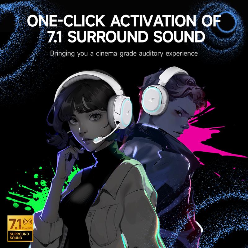 Picun G2 Gaming Headset Version 5.3 7.1 Surround Sound 5ms Low Latency ENC Microphone for PC PS4 PS5 for PC Laptop