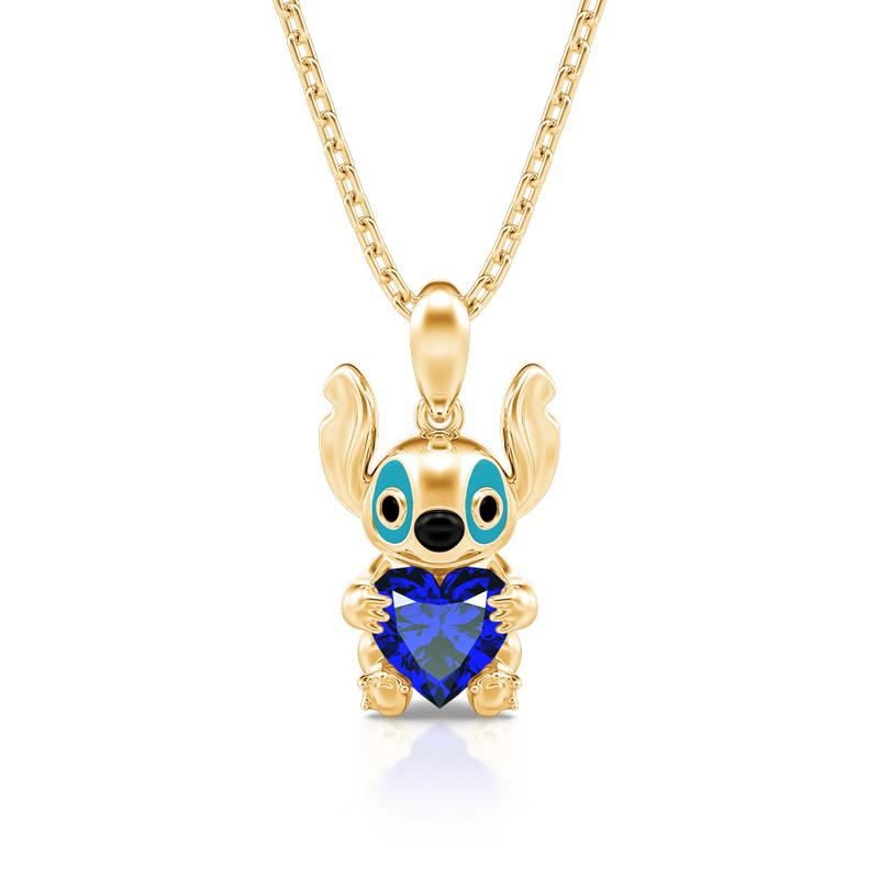 Jeulia Hug Me "Little Monster" Heart Cut Sterling Silver Necklace