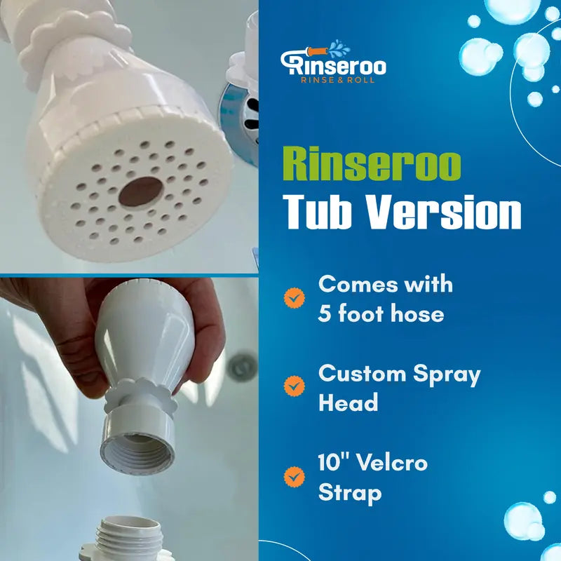 Rinseroo: GOLDEN TICKET WINNER: SHARK TANK! No-Install Tub Faucet Sprayer – 5 ft. Shower HoseTub Spout Attachment , Hair Washing, Baby Bath, Pet Care