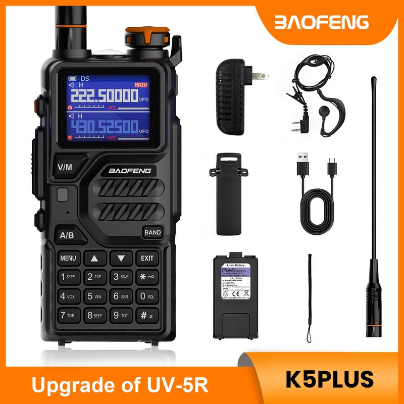 BAOFENG Radio K5PLUS 10W Max Power Long Range Handheld Ham Radio, Rechargeable Walkie Talkie Long Range Two Way GMRS Radio with NOAA Weather Alert Copy Frequency USB-C Charginng Emergency Survival Gear Audio