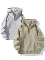 Men's Solid Zip Up Hoodie, Casual Loose Long Sleeve Hooded Sweatshirt for Daily Wear, Men's Clothes for All Seasons