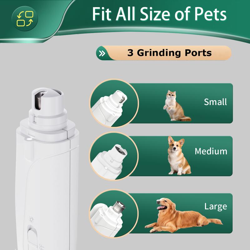 2-in-1 pet nail clipper and grinder, dog nail clipper trimmer, ultra quiet electric nail set, rechargeable, suitable for trimming toes and claws of dogs and cats of all sizes