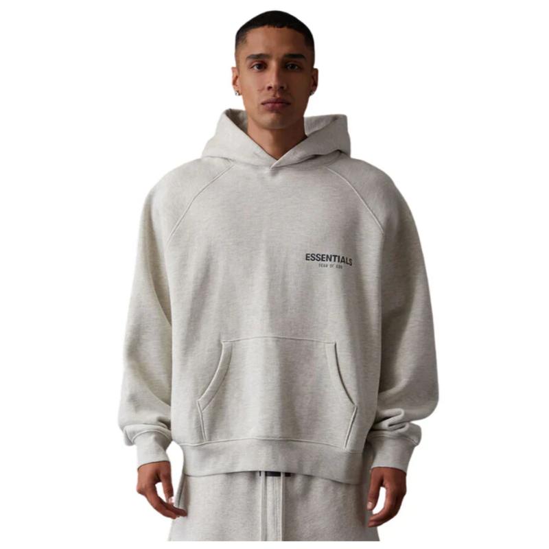 Essentials Fear of God 'Light Oatmeal' Hoodie Streetwear Man Casual Tops Long Sleeve Menswear Soft Fabric Outfits Pullover