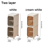 UFORU 4-Tier Tall Narrow Storage Cabinet, Plastic Slim Storage Organizer with Doors and Adjustable Shelves, Wheels, Stackable & Collapsible Storage Cabinet for Small Spaces, Bathroom, Kitchen FathersDayGift
