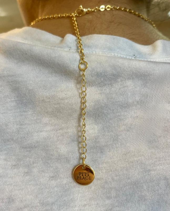 Protect Your Peace 18k Gold Plated Adjustable Chain and Turquoise Glass Bead Necklace For All Genders - Vibrant Hue, Protective Properties, 3 Chain Lengths