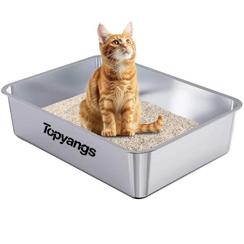 Stainless Steel cat Litter box with Lid, Extra Large Litter box XL, High Side Enclosed Litter box for Cats and Big Cats, Leak Proof Easy to Clean box toilet