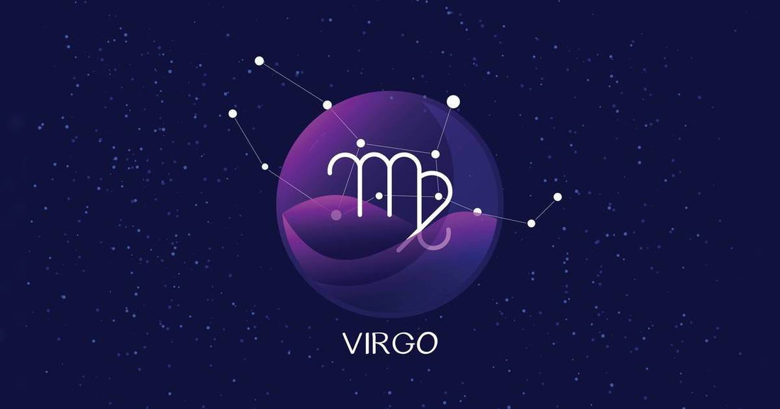 Virgo zodiac sign with constellation on a starry night background