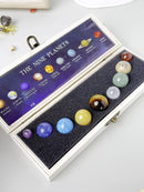 Nine Planets Decoration Natural Crystal Gemstone Solar System Model Crystal Ball Decoration Solar System Marble Space Home Desk Decoration Creative Gifts