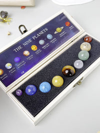 Nine Planets Decoration Natural Crystal Gemstone Solar System Model Crystal Ball Decoration Solar System Marble Space Home Desk Decoration Creative Gifts